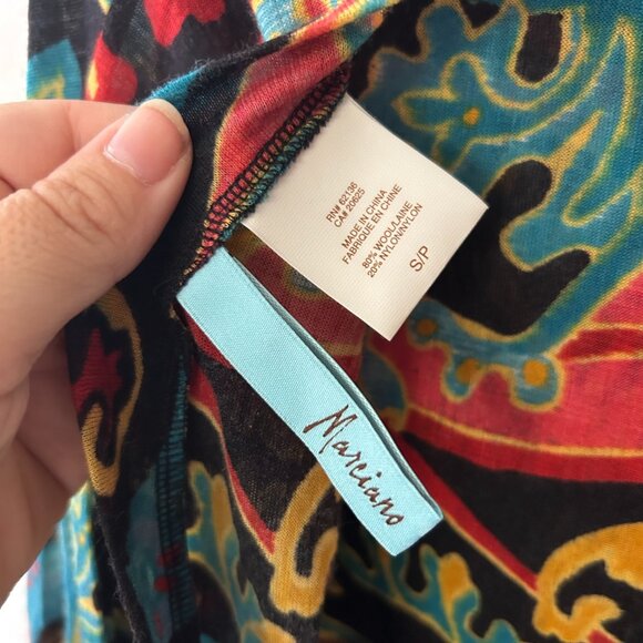 Marciano Wool Blend Top Womens Small Open Back Faux Wrap Tie Neck Art to Wear - Picture 5 of 5